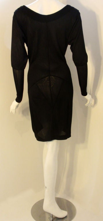 Alaia Black Sheer Jersey Long Sleeve Scoop neck Dress, Circa 1990's Pour femmes en vente