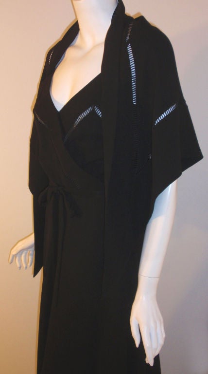Christian Dior Haute Couture 2-teiliges schwarzes Kleid mit Schal, Betsy Bloomingdale 1970er im Zustand „Hervorragend“ im Angebot in Los Angeles, CA