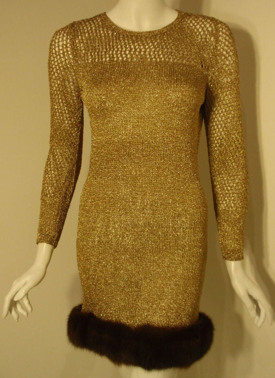 Women's Custom Made Gold Cocktail Dress Worn By Beyonce Knowles
