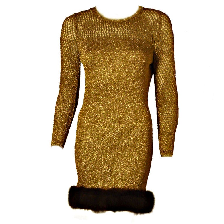 Custom Made Gold Cocktail Dress Worn By Beyonce Knowles