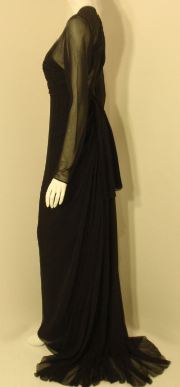 Women's Christian Dior, Marc Bohan Haute Couture Black Chiffon Gown, Betsy Bloomingdale