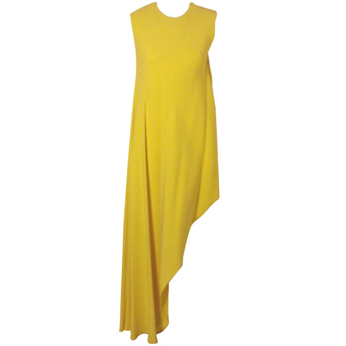 MADAME GRES HAUTE COUTURE Betsy Bloomingdale 1960's Yellow Asymmetrical ...