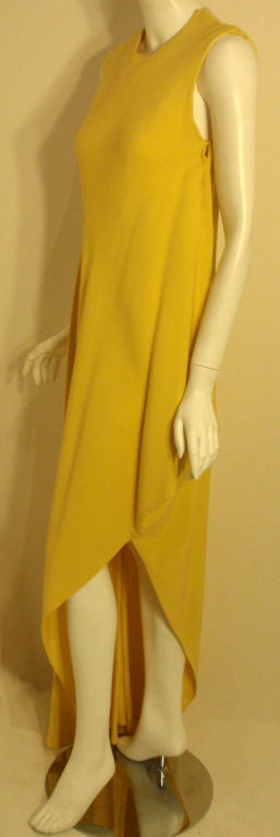 MADAME GRES HAUTE COUTURE Betsy Bloomingdale 1960's Yellow Asymmetrical Gown  In Excellent Condition In Los Angeles, CA