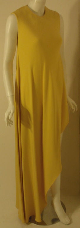 MADAME GRES HAUTE COUTURE Betsy Bloomingdale 1960's Yellow Asymmetrical Gown  1