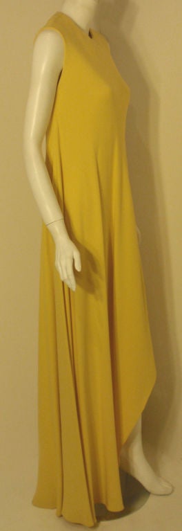 MADAME GRES HAUTE COUTURE Betsy Bloomingdale 1960's Yellow Asymmetrical Gown  3