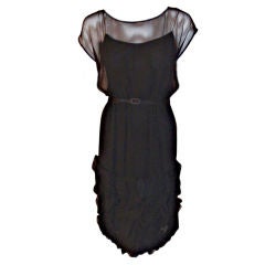 Galanos Black Chiffon Cocktail Dress with Ruffles, Circa 1960 5