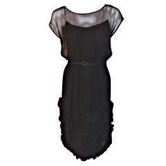 Galanos Black Velvet and Silk Flaired Skirt Cocktail Dress Size 2-4 For ...