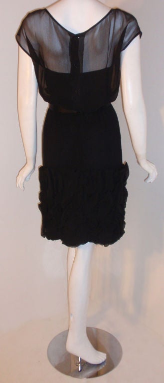Galanos Black Chiffon Cocktail Dress with Ruffles, Circa 1960 In Excellent Condition In Los Angeles, CA