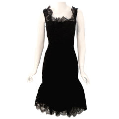 Ceil Chapman Vintage Black Lace Cocktail Dress, 1950