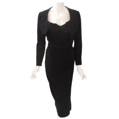 Jacques Fath 2pc Black Crepe Dress and Jacket Set, 1950 5