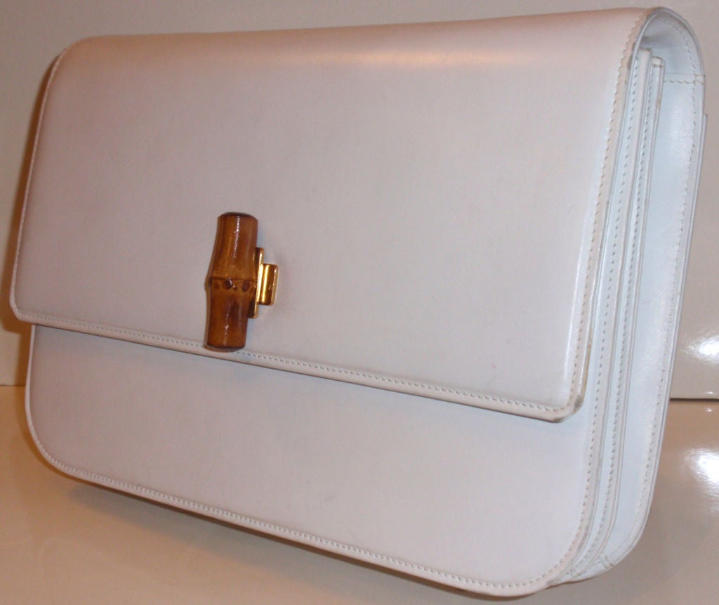 Gucci Vintage White Leather Clutch/Shoulder Bag, Circa 1980 1