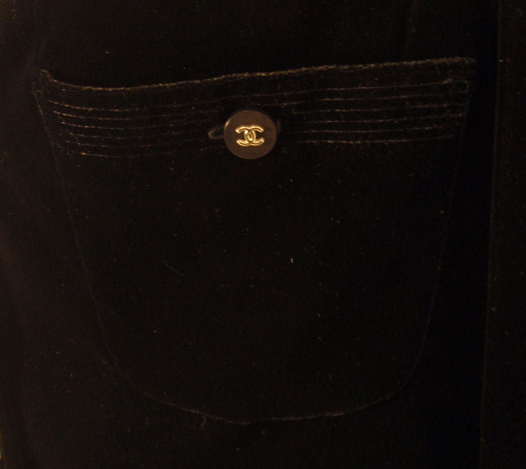 Chanel Black Velvet Jacket With Logo Buttons, Circa 1990 4