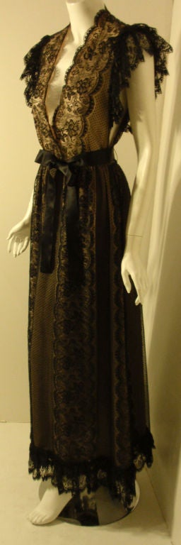 Thea Porter Long Black Lace Dress, Circa 1970 In Good Condition In Los Angeles, CA