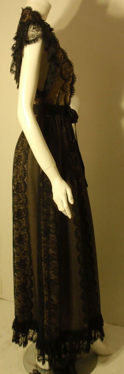 Women's Thea Porter Long Black Lace Dress, Circa 1970
