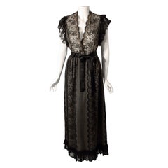 Retro Thea Porter Long Black Lace Dress, Circa 1970