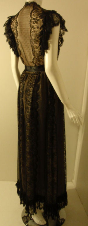 Thea Porter Long Black Lace Dress, Circa 1970 1
