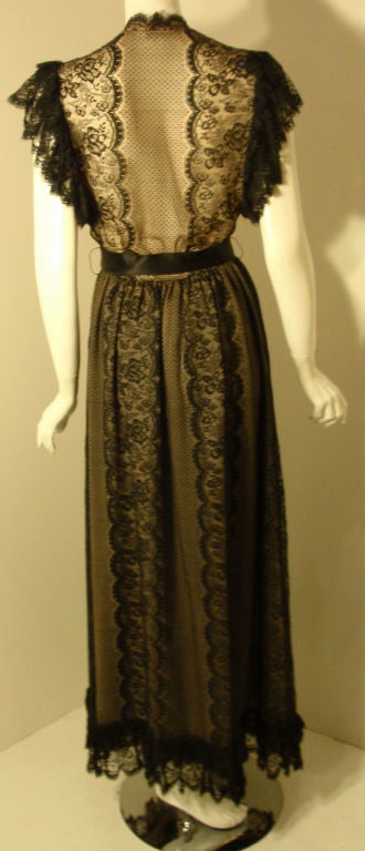 Thea Porter Long Black Lace Dress, Circa 1970 2