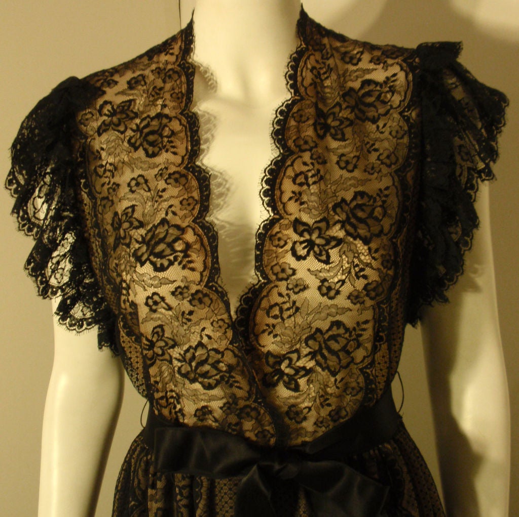 Thea Porter Long Black Lace Dress, Circa 1970 3