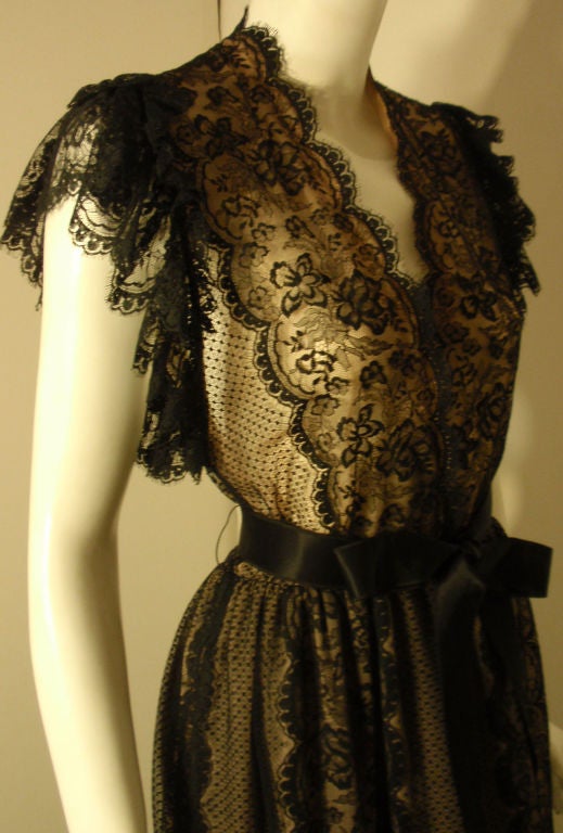 Thea Porter Long Black Lace Dress, Circa 1970 4