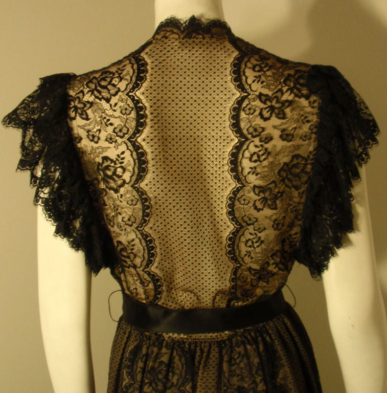 Thea Porter Long Black Lace Dress, Circa 1970 5