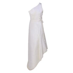 Givenchy Couture Long White One Shoulder Gown, Circa 1970's Betsy Bloomingdale