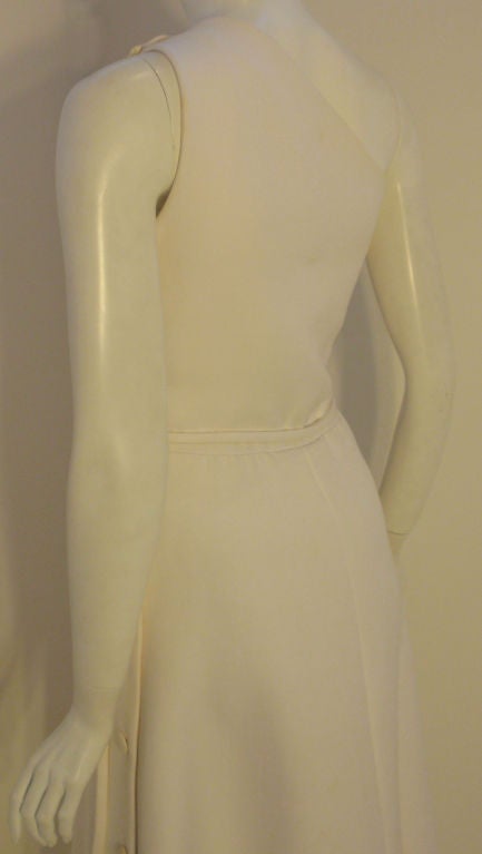 Givenchy Couture Long White One Shoulder Gown, Circa 1970's Betsy Bloomingdale For Sale 2