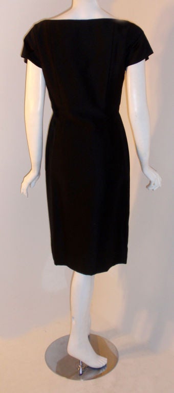 Christian Dior Black Wool & Silk Wrap Waist Detail Dress, Circa 1960's 1