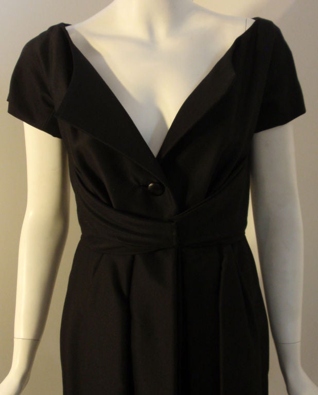 Christian Dior Black Wool & Silk Wrap Waist Detail Dress, Circa 1960's 2