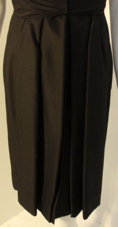 Christian Dior Black Wool & Silk Wrap Waist Detail Dress, Circa 1960's 3