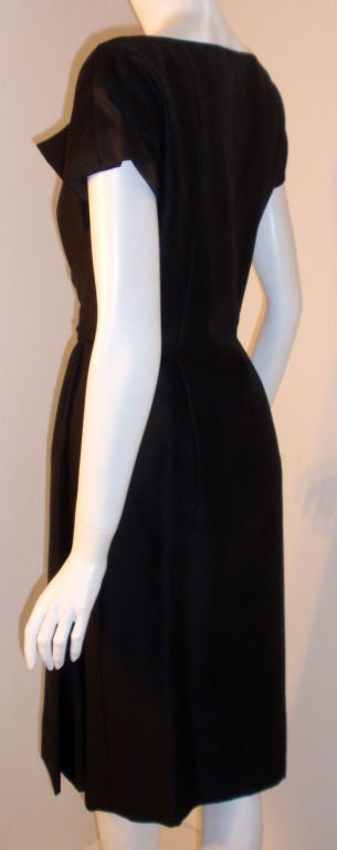Christian Dior Black Wool & Silk Wrap Waist Detail Dress, Circa 1960's 4