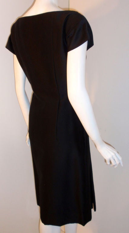 Christian Dior Black Wool & Silk Wrap Waist Detail Dress, Circa 1960's 5