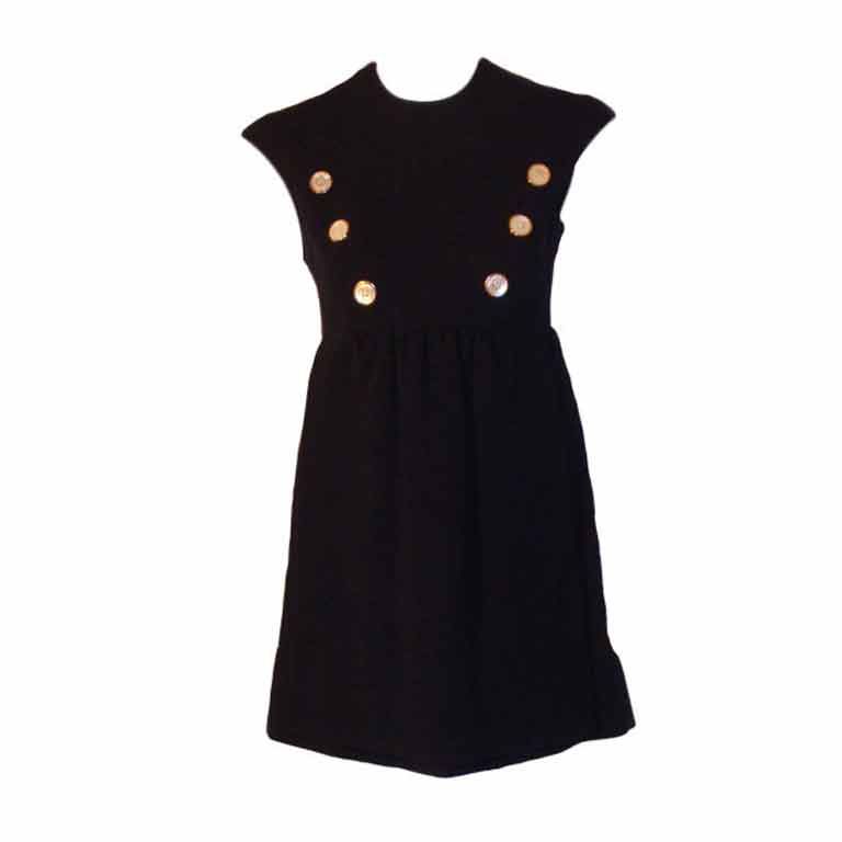 Geoffery Beene Navy Blue Baby Doll Dress, Circa 1970