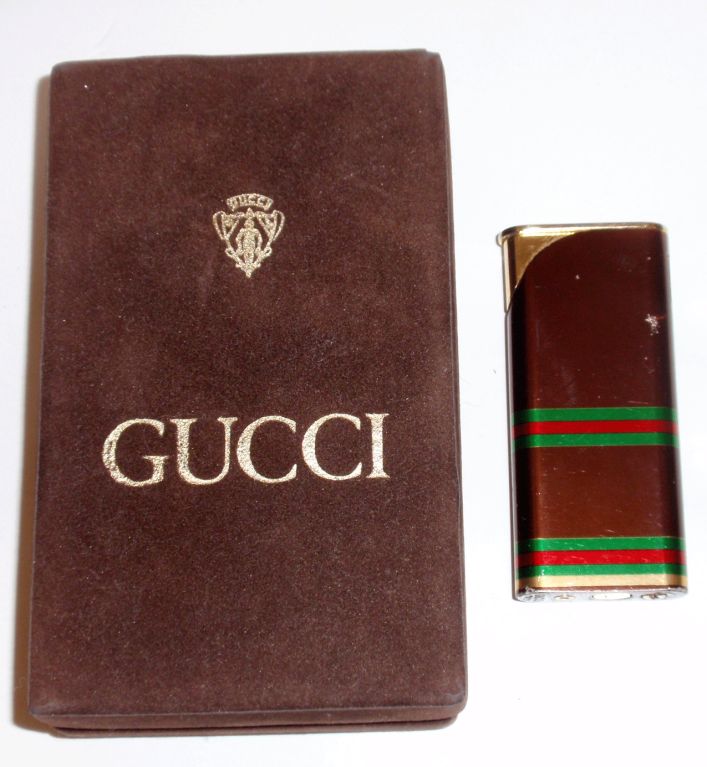 Gucci Vintage Signature Gold Stripped Lighter, Circa 1970 3