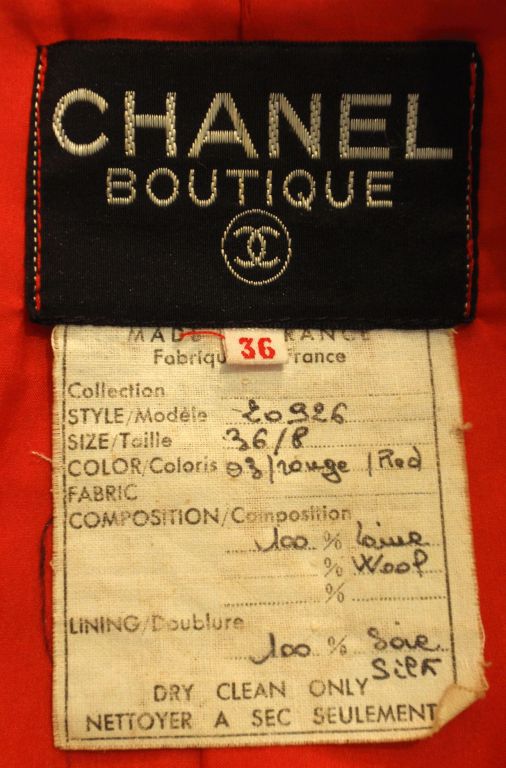 Chanel 2pc Red Wool Jacket And Skirt Set, Circa 1980