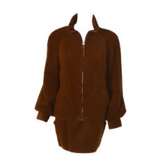 Retro Louis Vuitton 2pc Brown Jacket and Skirt Set, Circa 1990