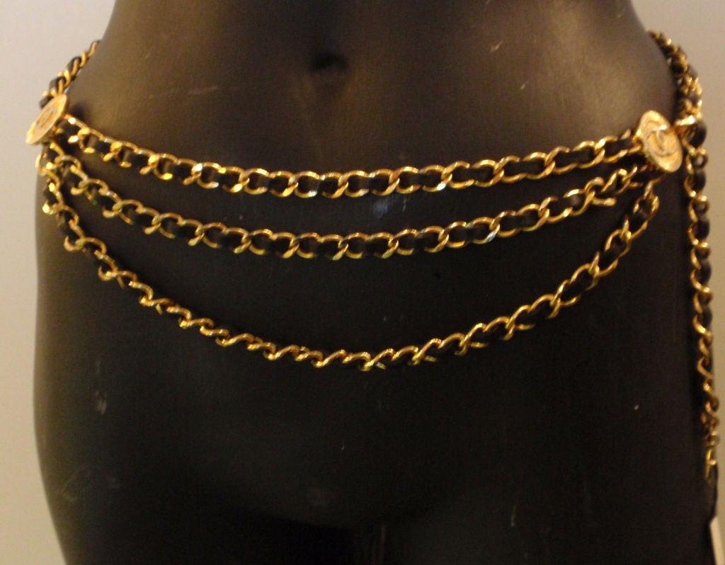 Women's Chanel Gold Chain Logo Belt, Circa 1984
