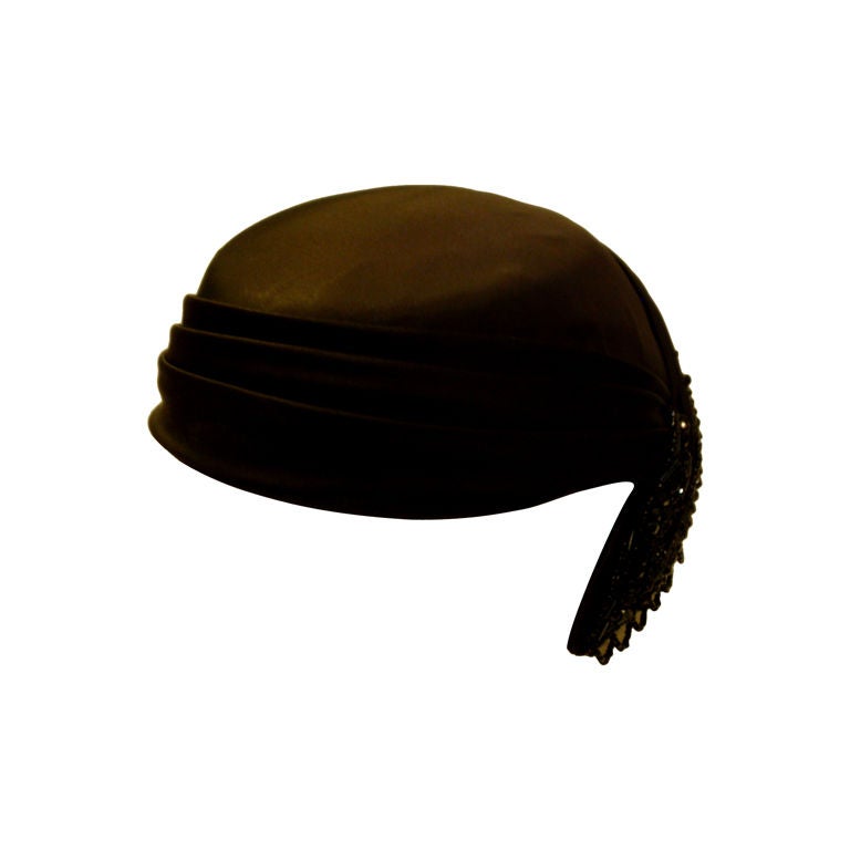 Schiaparelli Vintage Black Silk Hat, Circa 1950's at 1stdibs