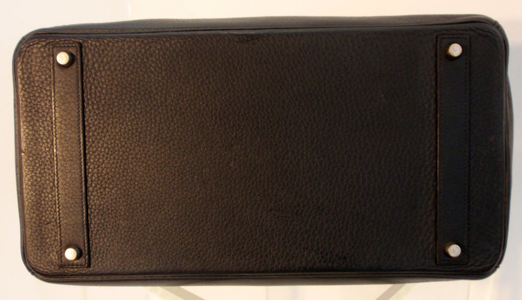 Women's Hermes 40cm Black Clemence Birkin Handbag, Circa 1990