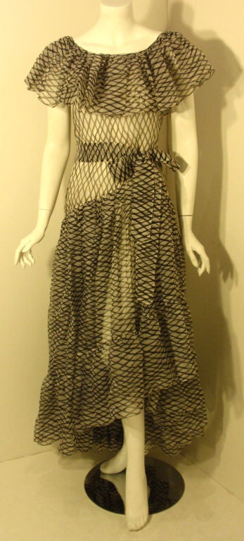 Yves Saint Laurent Black and White Long Sheer Gown, Circa 1970 6