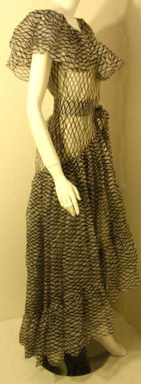 Yves Saint Laurent Black and White Long Sheer Gown, Circa 1970 1