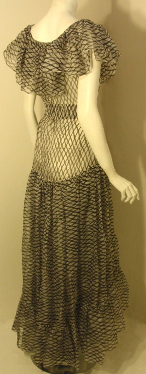 Yves Saint Laurent Black and White Long Sheer Gown, Circa 1970 2