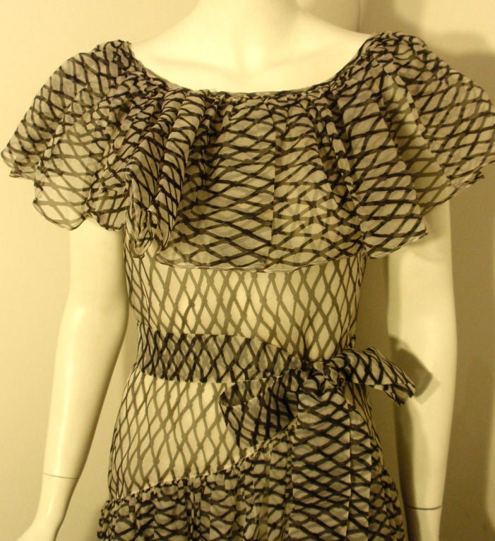 Yves Saint Laurent Black and White Long Sheer Gown, Circa 1970 4