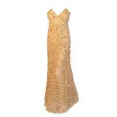 Oscar De La Renta peach tulle and sequin goddess gown