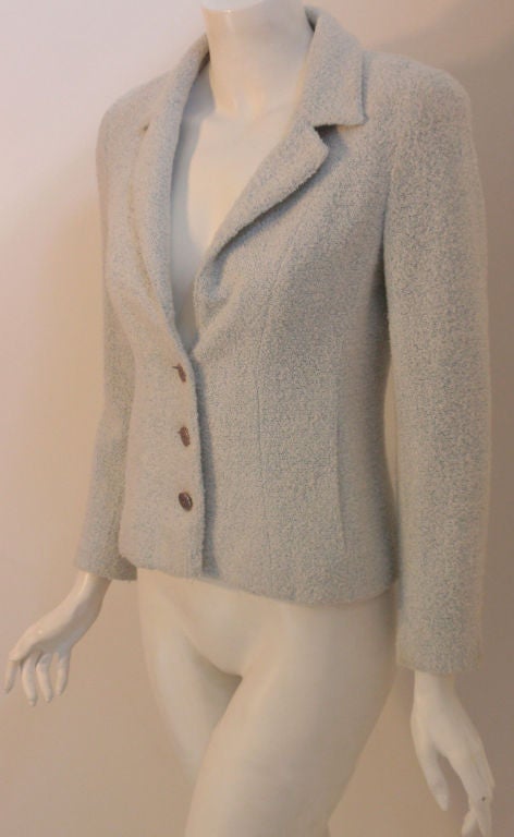 Women's Chanel Light Blue and White Speckled Jacket, Circa 1990