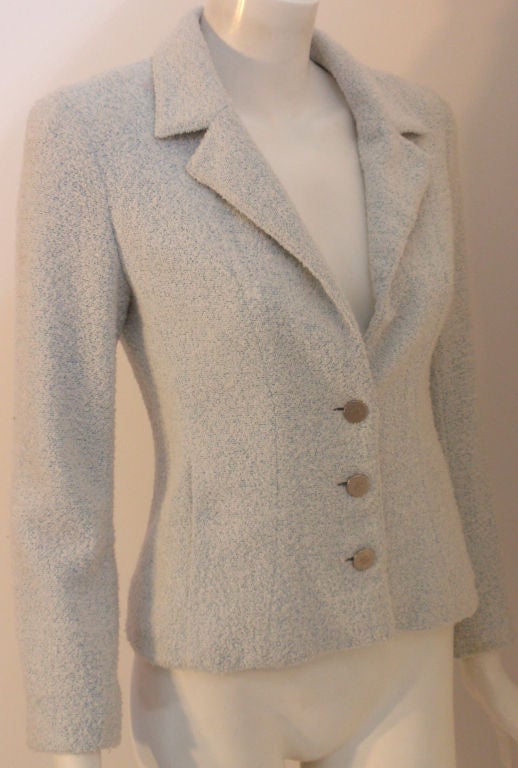Chanel Light Blue and White Speckled Jacket, Circa 1990 2