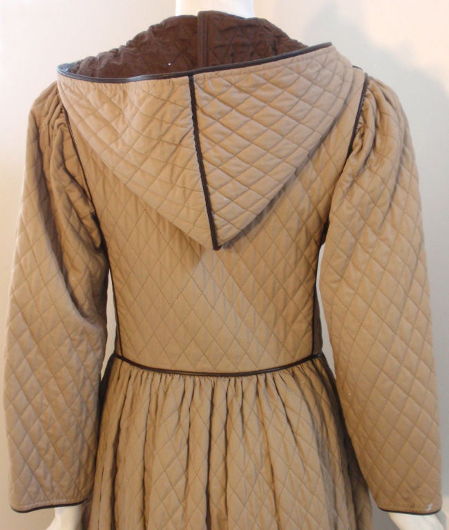 Yves Saint Laurent Rive Gauche Khaki Quilted Toggle Coat, Circa late 1970's For Sale 1