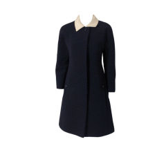 Vintage Givenchy Navy Blue Coat w/ White Collar, Circa 1960