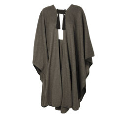 Yves St. Laurent 2pc Gray Wool Cape and Skirt Set, Circa 1970