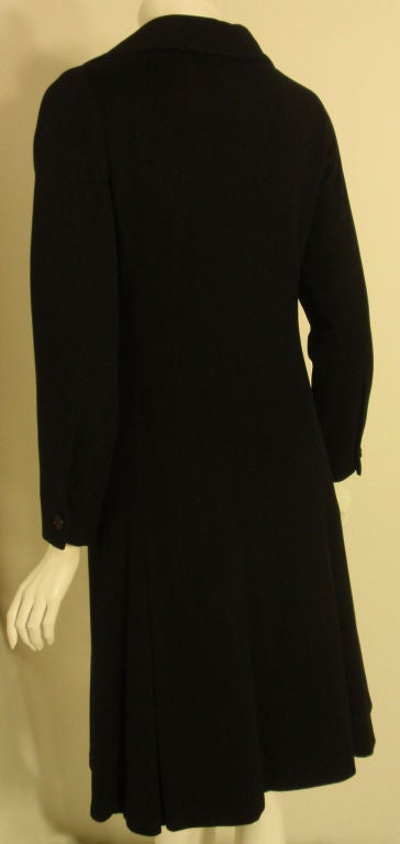 Galanos Black Cashmere Coat Dress with Zip Front & Patch Pockets, Circa 1960's  For Sale 3