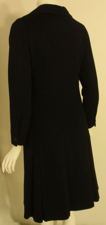 Galanos Vestido Abrigo de Cachemira Negro con Cremallera Delantera y Bolsillos de Parche, Circa 1960's en venta 3